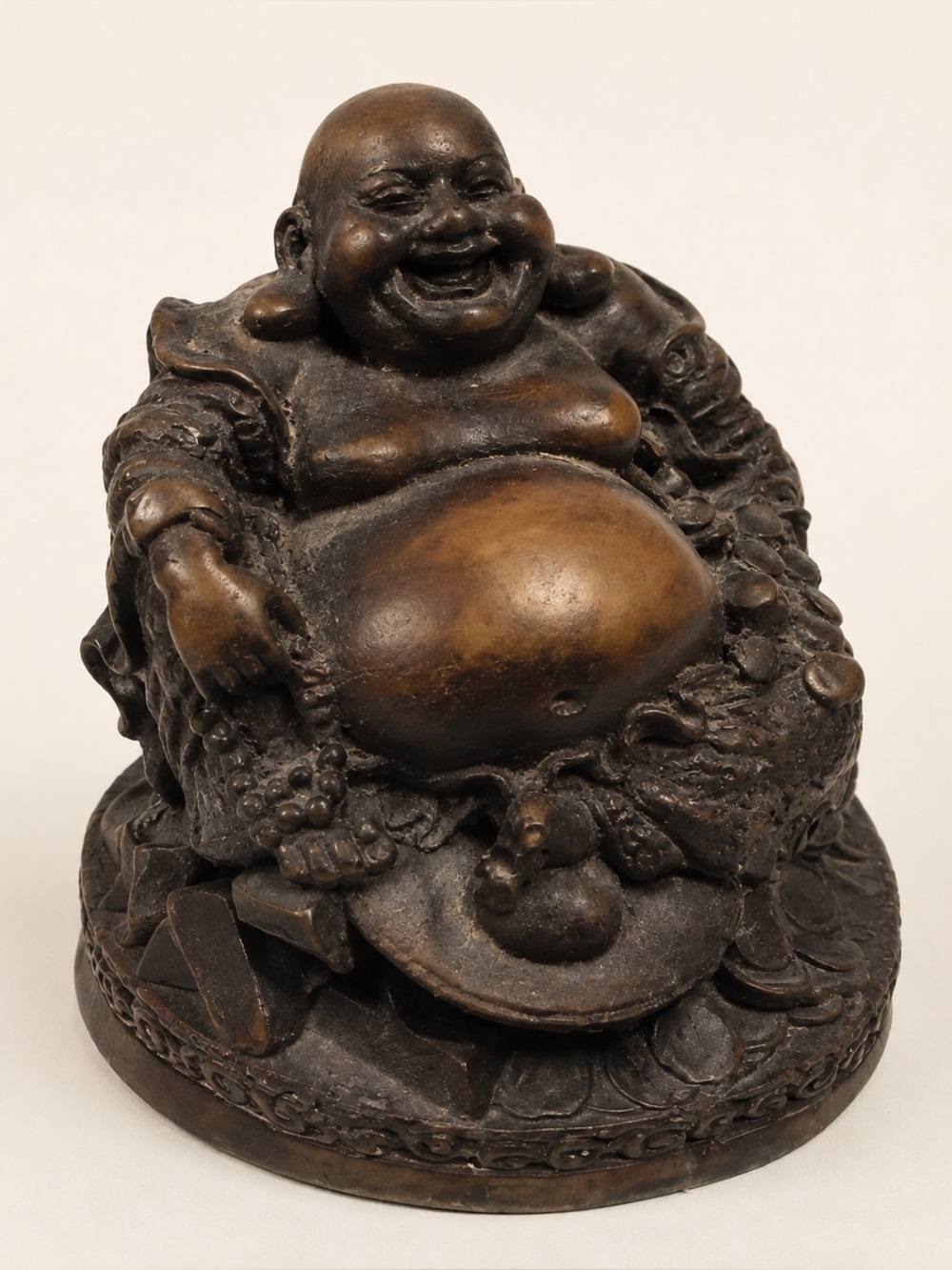 Vintage Resin Happy Laughing Buddha Wealth Statue
